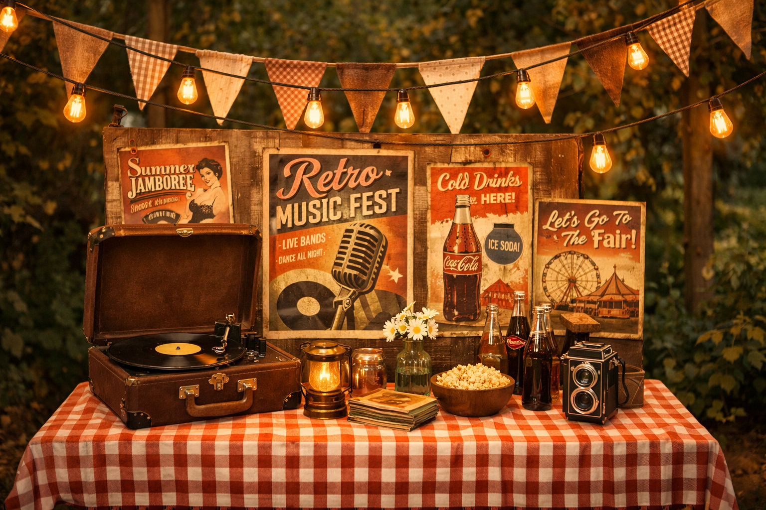 Retro festival konseptinde dekorasyon ornegi